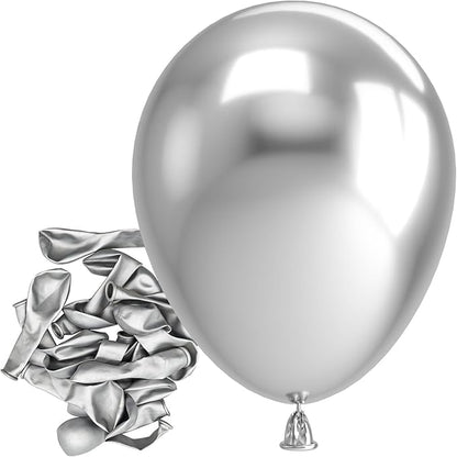 Bezente Metallic Silver Balloons Latex Matte Balloons 150 Pack 5 inch Small | by Bezente