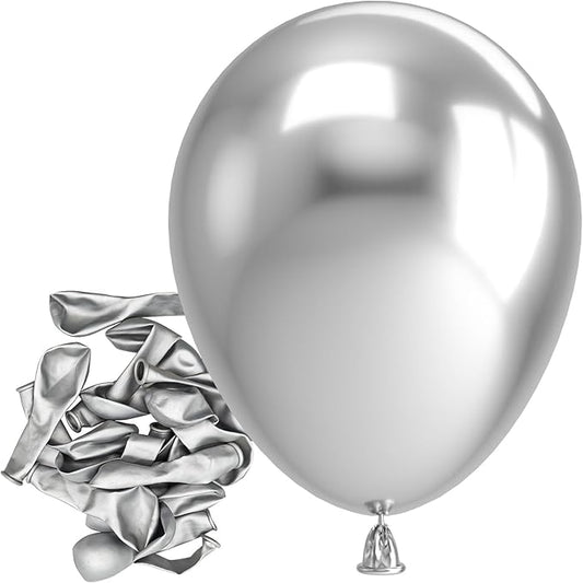 Bezente Metallic Silver Balloons Latex Matte Balloons 150 Pack 5 inch Small | by Bezente
