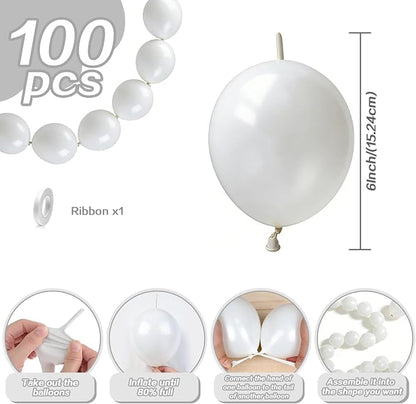 White Link Balloons, Pearl Quick Balloon - Image 2