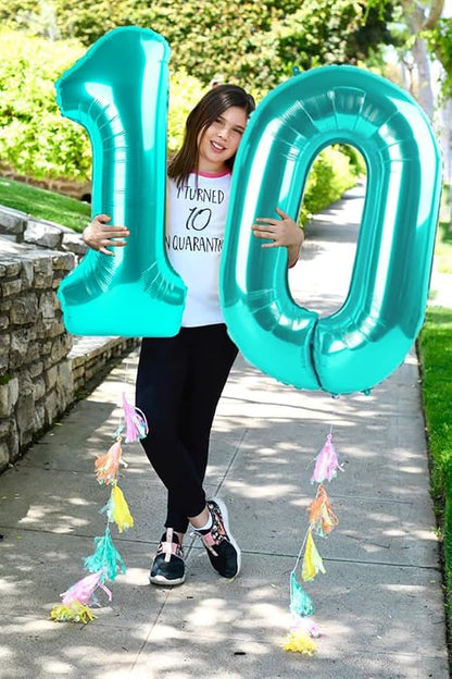 2 Balloon 40 inch Teal Blue Number Balloons - Image 4