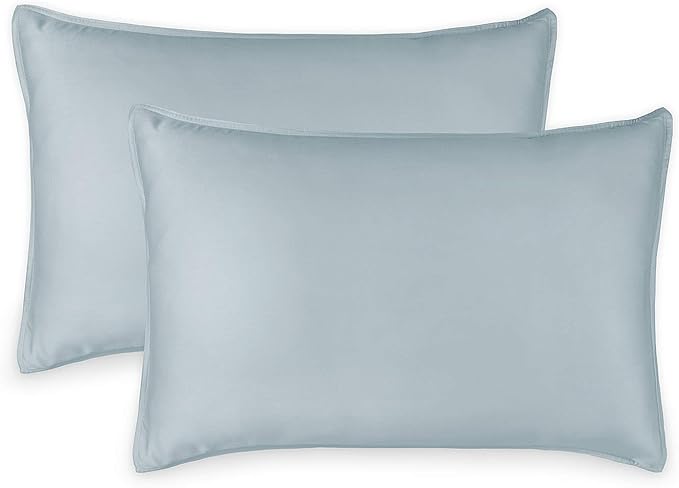 King Pillowcases by Pure Bamboo, Genuine 100% Organic Viscose Derived from Bamboo, Luxuriously Soft & Cooling, Double Stitching, Envelope Closure (2 King Pillowcases, Sterling Blue)