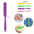 2-PCS Non-Stick Reusable Wax Silicone Spatula, Silicone Waxing Applicators for Hair Removal, for Home Salon Body Use(Green & Purple, size 2)