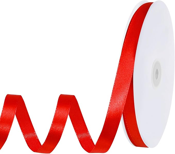 woric Red Satin Ribbon 120 Yards 3/8 Inch Thin Ribbon by woric