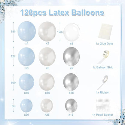 CROSSFINGERS Pearl Blue and White Balloon Arch Kit - Image 6