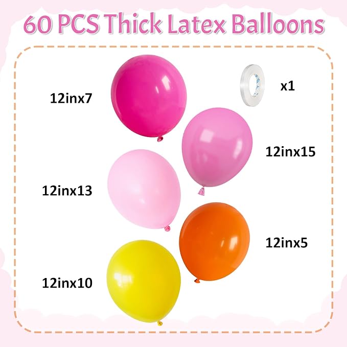 HILAVO Pink and Orange Balloons Light Pink Hot Pink Yellow Autumn Latex - Image 2