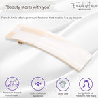French Amie Fine 1" Wide Rectangular Celluloid Handmade Ivory Automatic Hair Barrettes for Women French Hair Clips