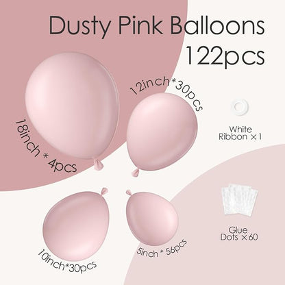 Awenztech 122pcs Pastel Light Pink Latex Balloons in 18 12 10 5 inches | - Image 2