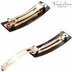 French Amie Fine 1" Wide Rectangular Celluloid Handmade Blush Pink Automatic Hair Barrettes for Women French Hair Clips