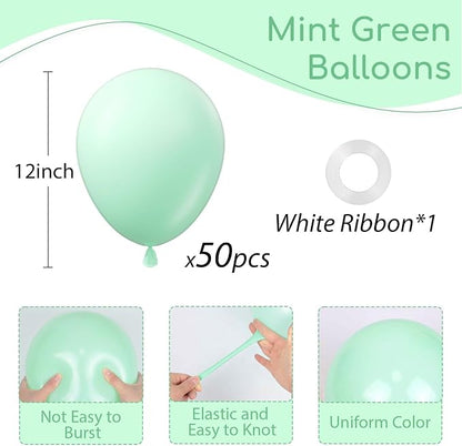 Mint Green Balloons 12inch, Mint Latex 50pcs Party Balloons | Wedding, Baby - Image 2