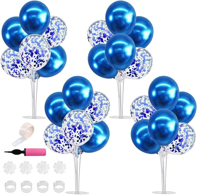 TONIFUL 4 Set Blue Balloon Stand Balloon Centerpieces by TONIFUL