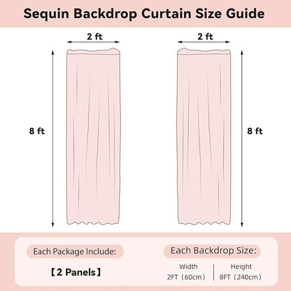 Sugargirl Mermaid Lavender Sequin Backdrop Curtain 2 Panels 2FTx8FT Glitter - Image 6
