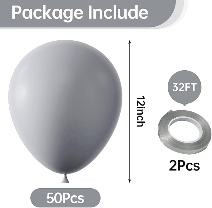 12 Inch Gray Balloons, Baby Shower, Graduate Party Decorations - Image 2