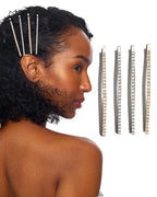 Kitsch Rhinestone Bobby Pins for Women, Stylish and Decorative Hair Accessories | Extra Long Rhinestone Hair Clips for Events | Ideal Gifts for Women - Set of 4, Gold and Silver