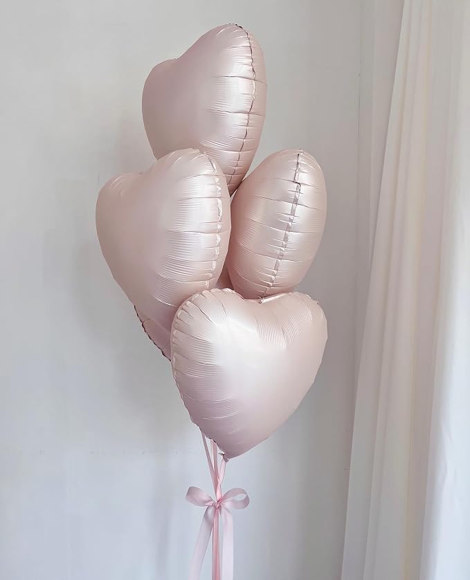 Baby Pink Heart Balloons, 18Inch Pastel Pink Helium Polyester Film Balloon - Image 6