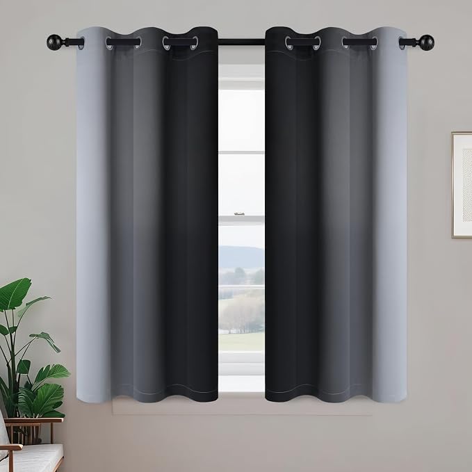 Yakamok Ombre Curtains Black and Greyish White - Image 2