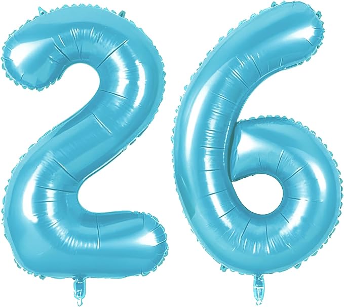 Number 26 Balloons for 26th Birthday Party Decorations, 0-100 Large No.26 by Joycard