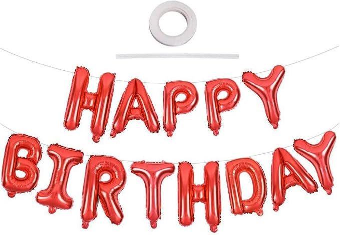 TONIFUL Red Happy Birthday Balloons Banner Decorations - Image 3