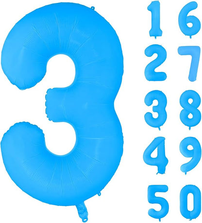 Fluorescent Blue Number Balloon 40 inch Giant Foil Helium Balloons Blue Number by Yeodong