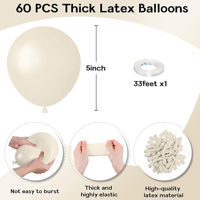 Jobkoo White Sand Balloons 5 Inch - Image 2