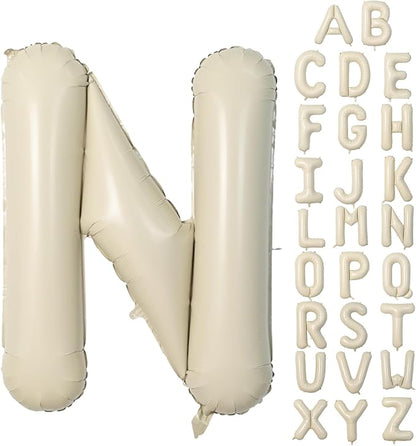 Cream N Letter Balloons, 40 Inch Letter N Balloon Beige, Helium Custom Letter by Dagelar