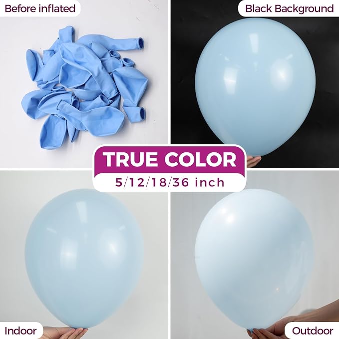 Pastel Blue Latex Party Latex Round Balloons 36 Inch 8 Pack | Light Bridal Blue - Image 2