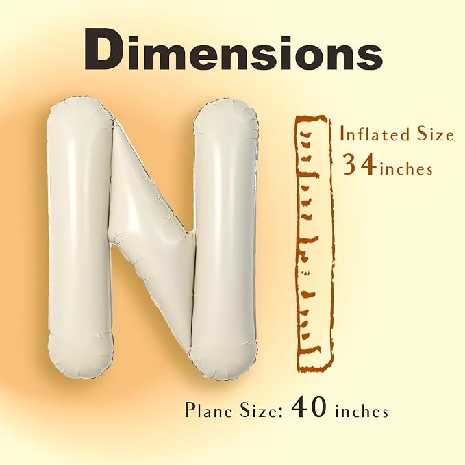 SUWEN 40 Inch Cream Large N Letter Balloons Big Foil Helium A-Z | Jumbo Mylar - Image 6