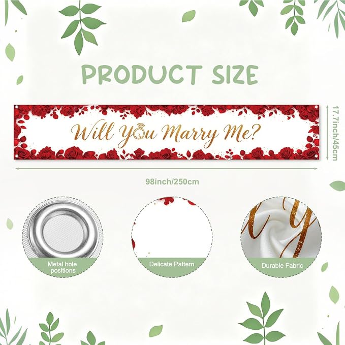 Will You Marry Me Wedding Decor Banner Marriage Proposal Decorations | Reusable - Image 2