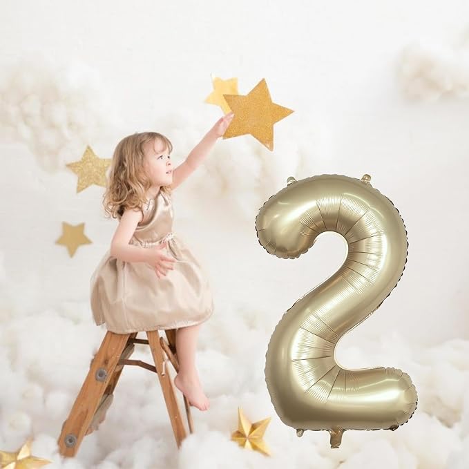 Champagne Gold 2 Balloons, 40 Inch Giant Metallic Helium Mylar Foil Number 0-9 - Image 4