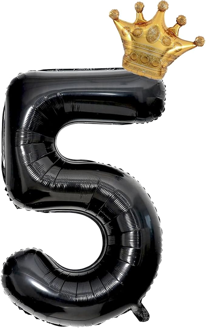 Black 5 Balloon Number, 40 inch Big 5th Birthday Balloon by Unknown