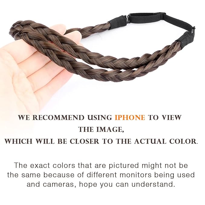 DIGUAN Double Three Strand Synthetic Hair Braided Headband Hairpiece Extension Women Girl Beauty accessory (Copper Brown)