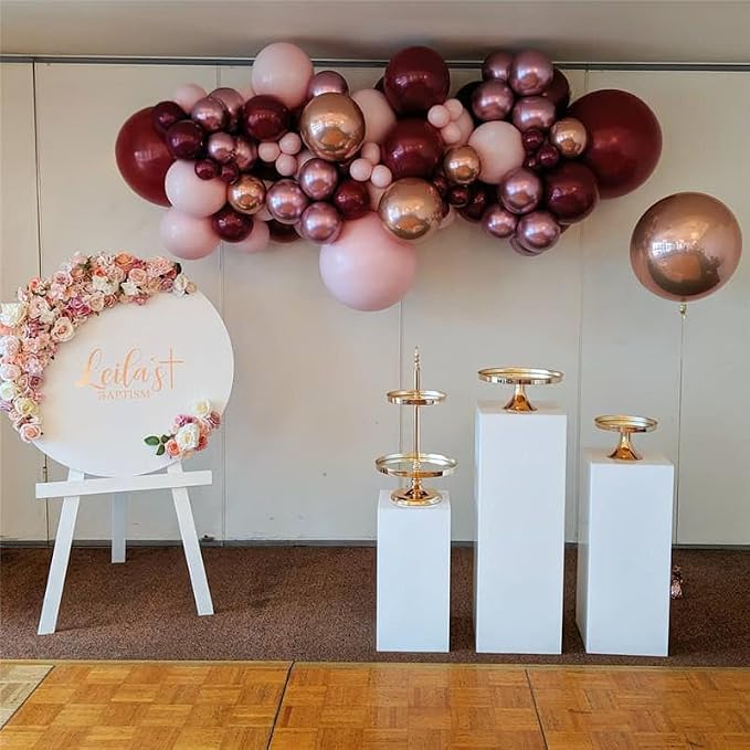 Burgundy Pink Balloon Garland Arch Kit, Burgundy Ruby Red Dusty Purple Pastel - Image 5