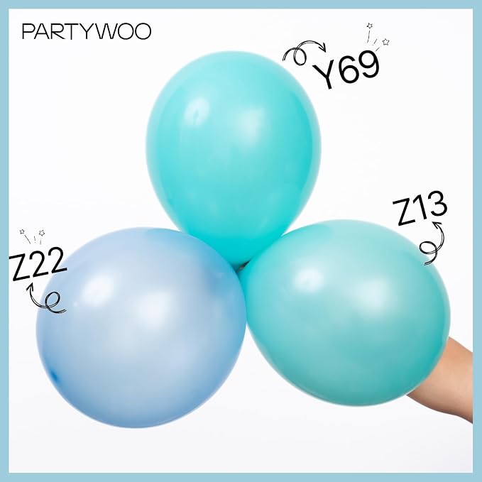 PartyWoo Pearl Teal Balloons 50pcs Pearl Aqua Blue Turquoise Dark Teal | 12 - Image 4