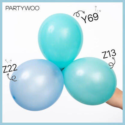 PartyWoo Pearl Teal Balloons 50pcs Pearl Aqua Blue Turquoise Dark Teal | 12 - Image 4