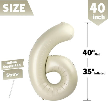 40 Inch Cream Number 6 Balloon Birthday Party Decorations - Image 5