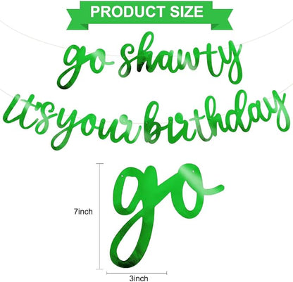 BEISHIDA Bright Green Pre-Strung Go Shawty It's Your Birthday Banner Decor | - Image 2