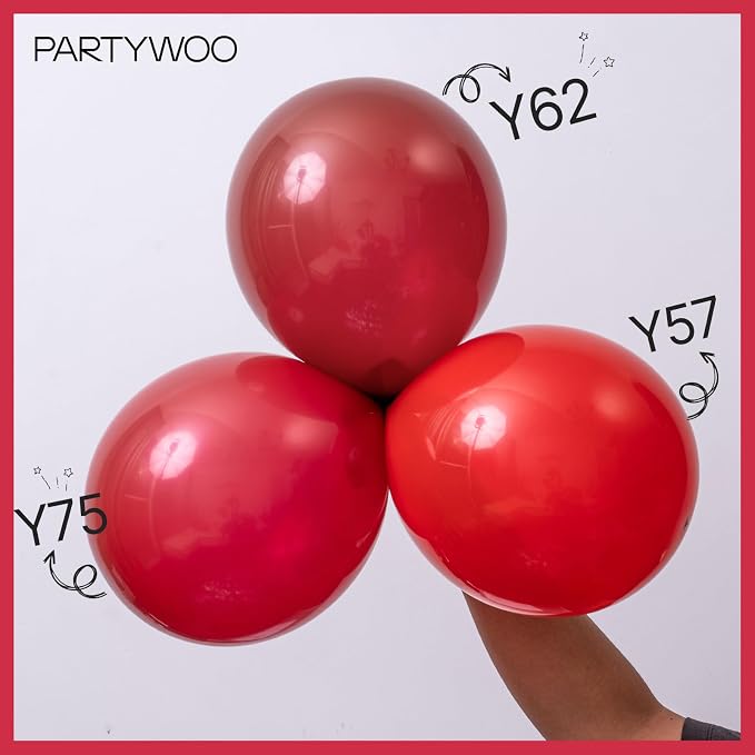 PartyWoo Red Gold Balloons 140pcs Different Sizes Balloon Arch Kit | Ruby - Image 3