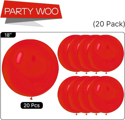 PartyWoo Red Balloons 20pcs Red Helium Latex Balloons 18 Inch | Birthday - Image 5