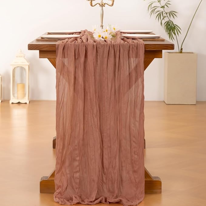 Cheesecloth Table Runner Summer Boho Wedding Birthday Party Home Decor | Dusty - Image 3