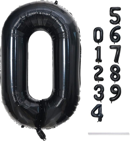 Black Number 0 Balloon for Girls Boys, 40 Inch Large Number 0-9 Foil Mylar - Image 9