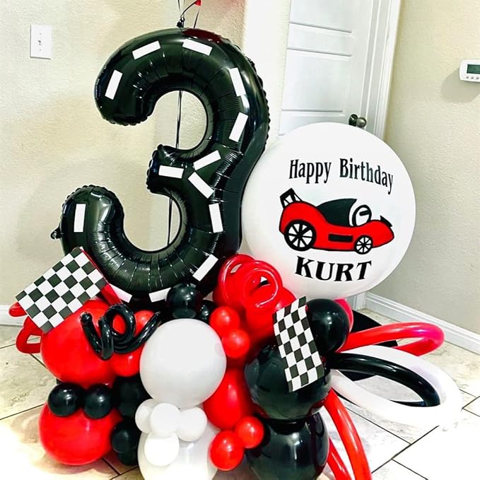 Race Car Number 3 Balloons, 40 Inch - Image 4