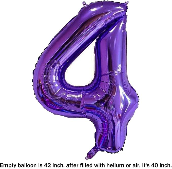 40 Inch Jumbo Purple Number 4 Balloon Giant Balloons Prom Balloons Helium Foil - Image 2