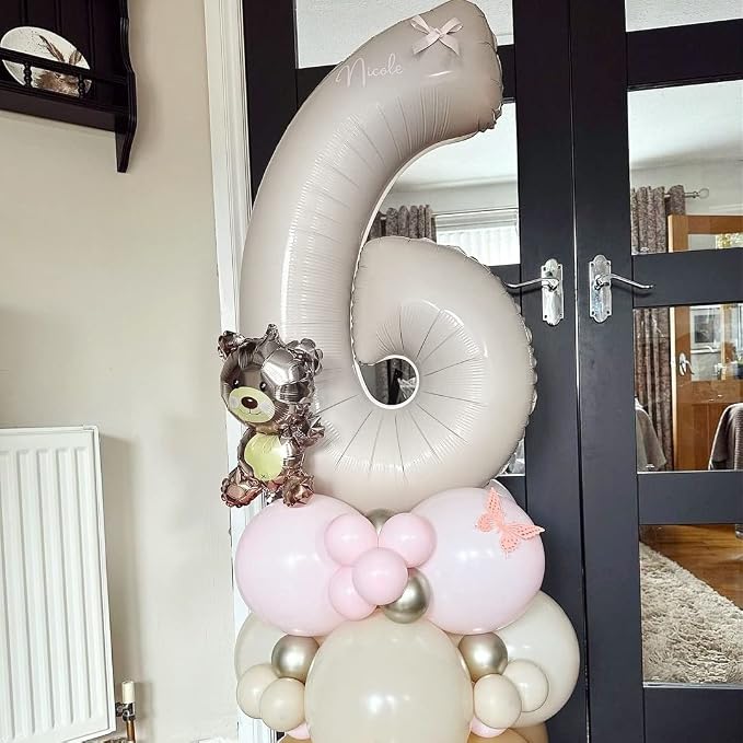 80th Birthday Balloons Cream for Women, 40 Inch Giant Beige Foil Number 80 - Image 6