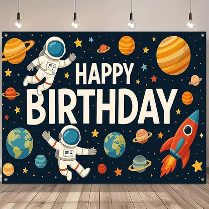 Space Birthday Decorations Banner 71x43 Inch, Large Outer Space Birthday Party - Image 3