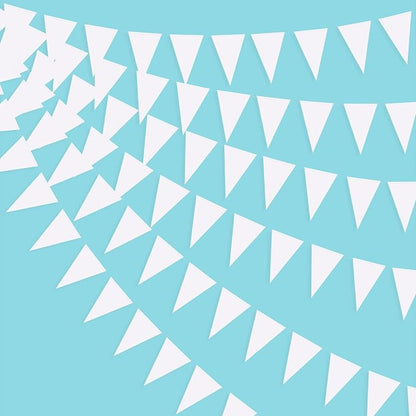 40 Ft White Party Decorations Triangle Pennant Banner Pearlescent Shimmer White by pinkblume