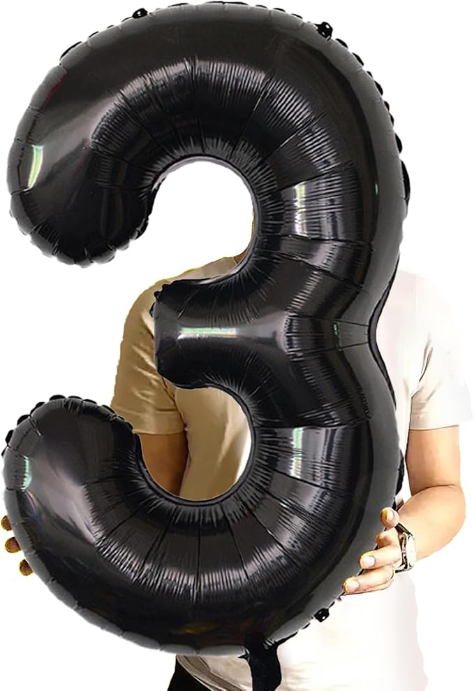 Number Balloons Black Party Balloon - Image 2