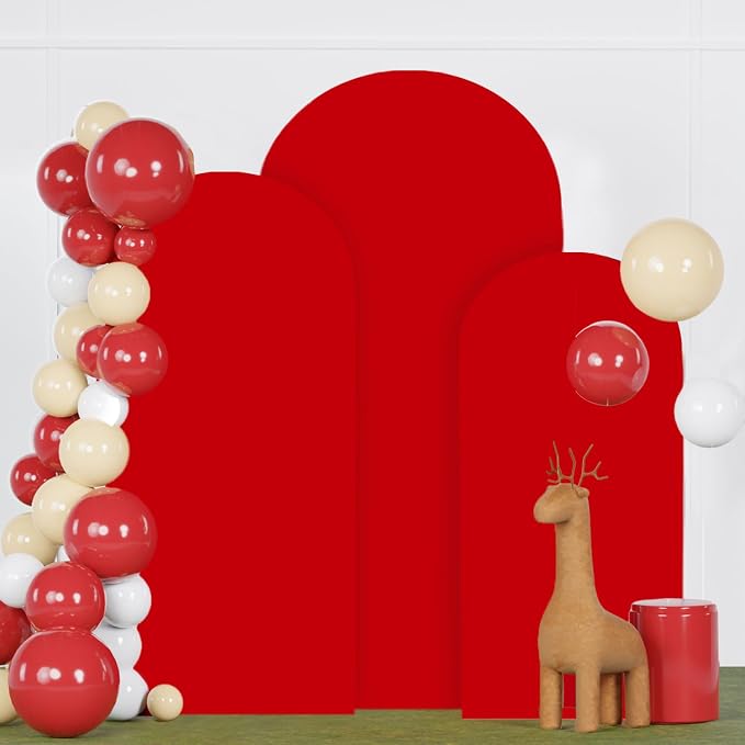 FANPROMS Arch Covers Set of 3 Red Arch Cover 5FT 6FT 7FT Fitted Spandex Arch by FANPROMS