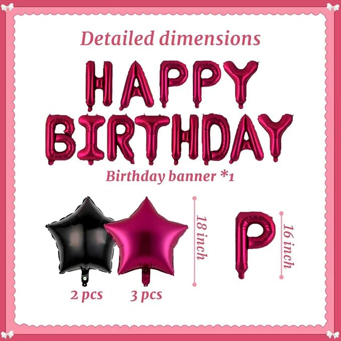 16 Inch Burgundy Birthday Wish Letter Balloon Banner Set Paired - Image 2