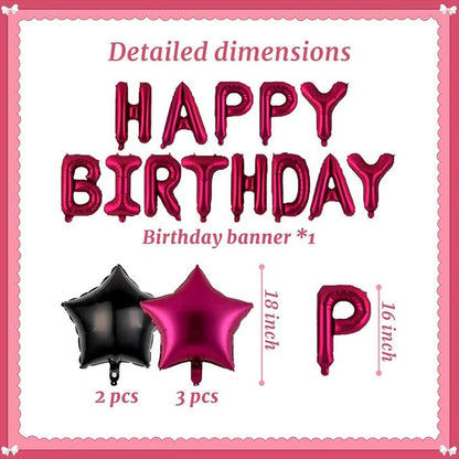 16 Inch Burgundy Birthday Wish Letter Balloon Banner Set Paired - Image 2