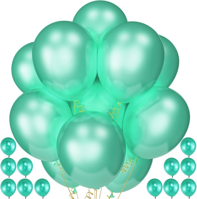 120 Pack Pearl Green Balloons, Bright 12 inch Royal Green Latex Party Balloons by Qikoolaa