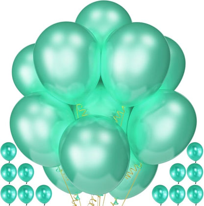 120 Pack Pearl Green Balloons, Bright 12 inch Royal Green Latex Party Balloons by Qikoolaa